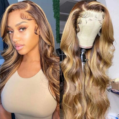 Sleek Glueless HONEY Blonde Highlight wig. Pre everything 180% density.